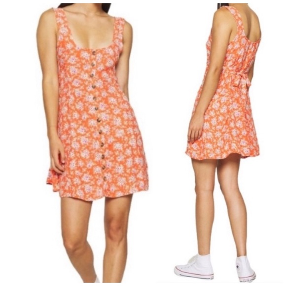 AEO Orange Floral Print Mini Dress - Picture 1 of 11